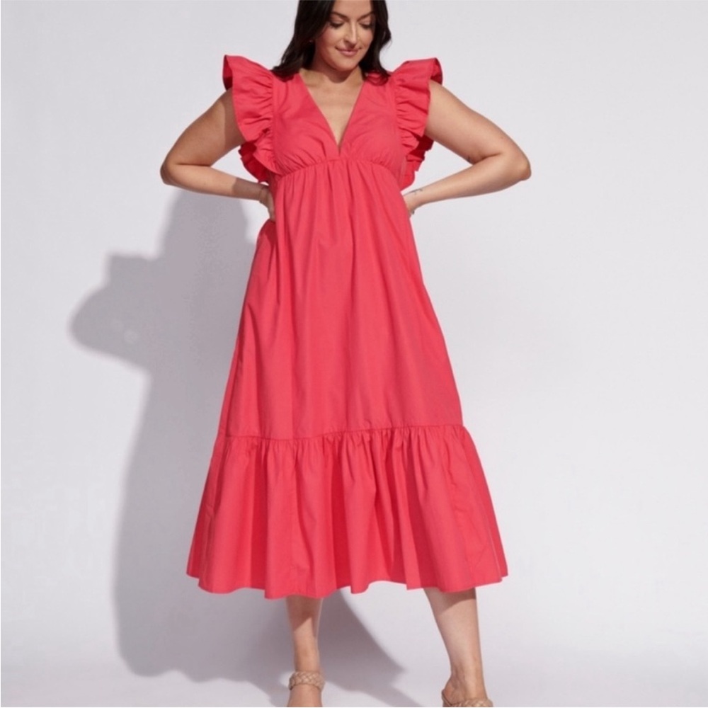 Abercrombie and Fitch Flutter Sleeve Dress Elegant Pink Ruffle Sleeve Dress